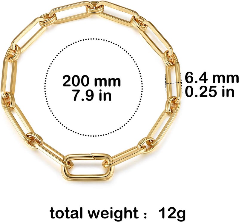 FRUMOS Dainty Layering Bracelets for Women 18 k Gold Plated Fashion Adjustable Chunky Cuban Paperclip Link Chain Bracelets Jewelry for Women Gift - Image 3